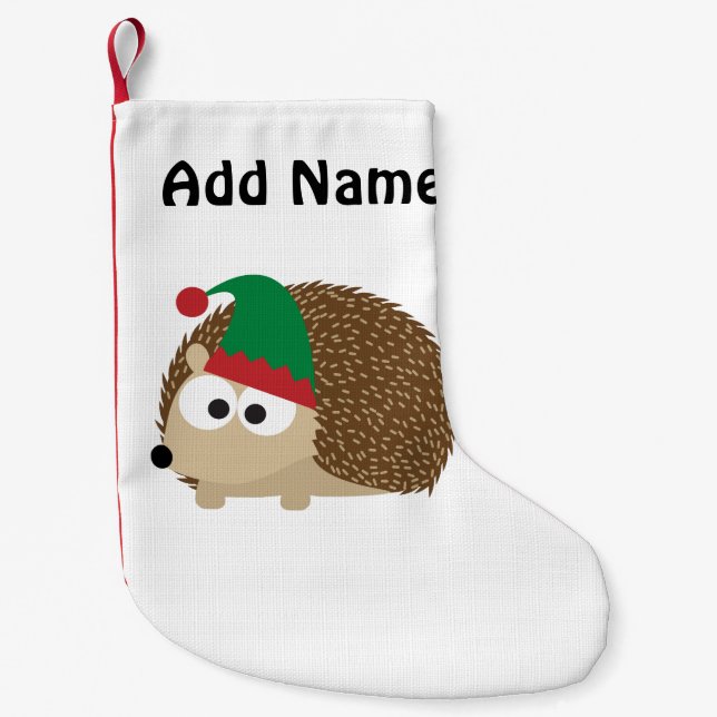 Anpassade jul Elf Hedgehog Liten Julstrumpa (Framsidan)