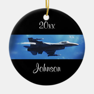 Anpassade jul F16 Falcon Fighter Jet Julgransprydnad Keramik