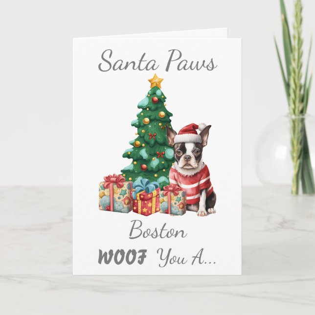 Anpassade jul Hund Boston Terrier Helgkort (Framsida)