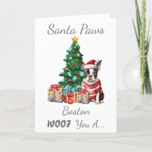 Anpassade jul Hund Boston Terrier Helgkort