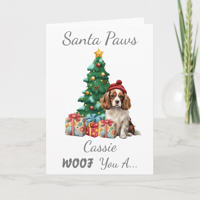 Anpassade Jul Hund Cavalier Spanska Kort (Framsida)