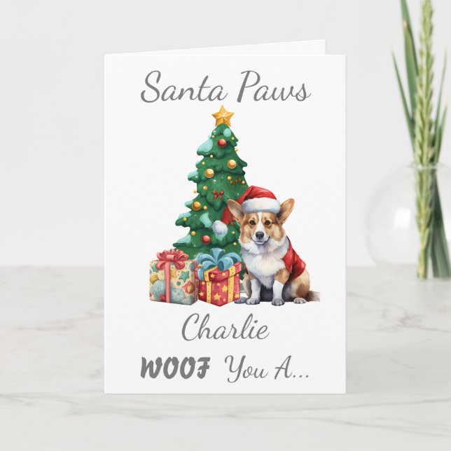 Anpassade Jul Hund Corgi Helgkort (Framsida)