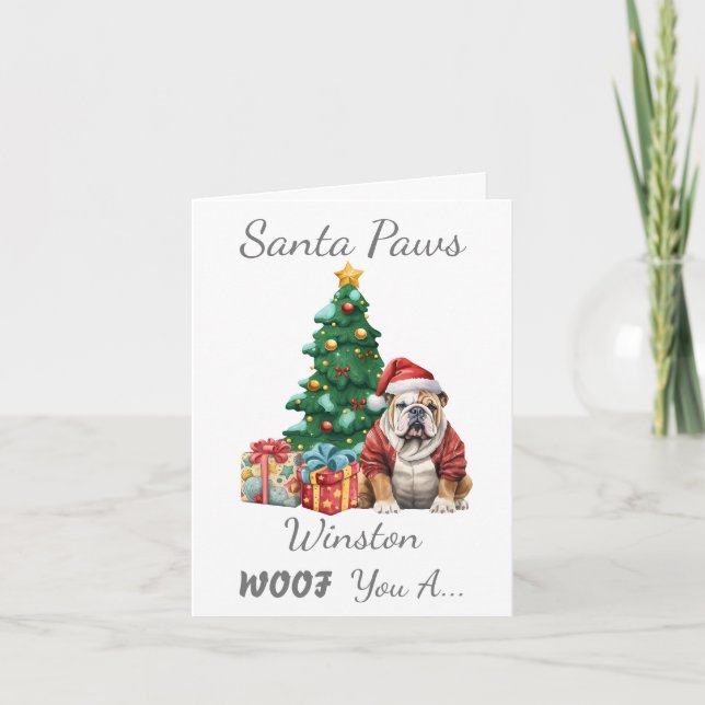 Anpassade Jul Hund Engelska Bulldog Helgkort (Framsida)