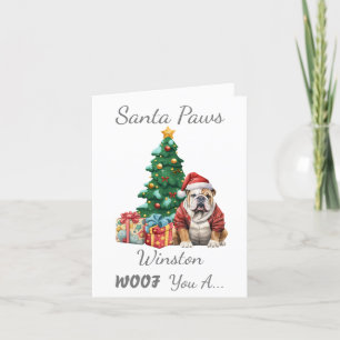 Anpassade Jul Hund Engelska Bulldog Helgkort