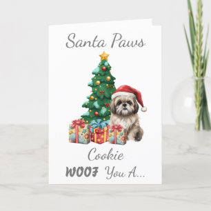 Anpassade Jul Hund Shih Tzu Helgkort