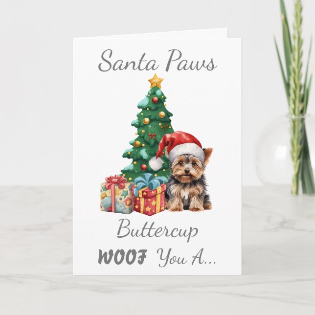 Anpassade Jul Hund Yorkshire Terrier Helgkort (Framsida)