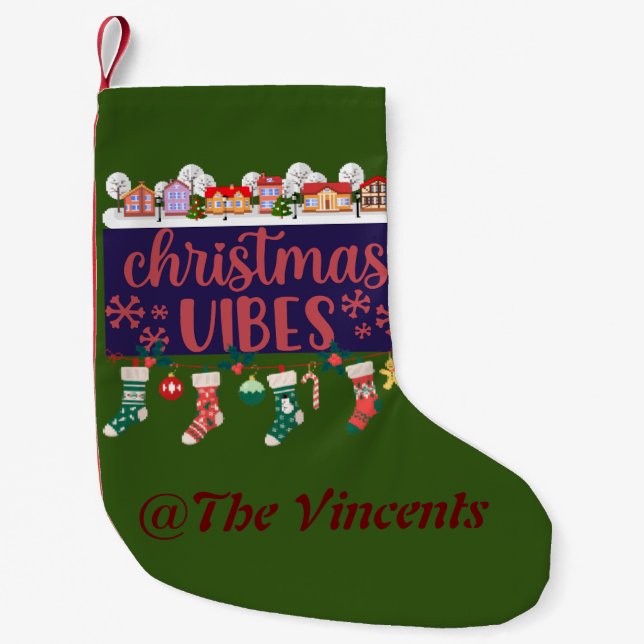Anpassade jul Vibes Stockings Liten Julstrumpa (Framsidan)