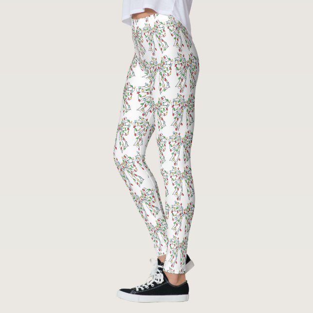 Anpassade julbelysning Coquette Bow Elegant Vit Leggings (Vänster)