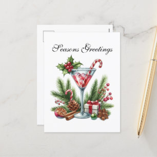 Anpassade julcocktail Festive Helg Vykort