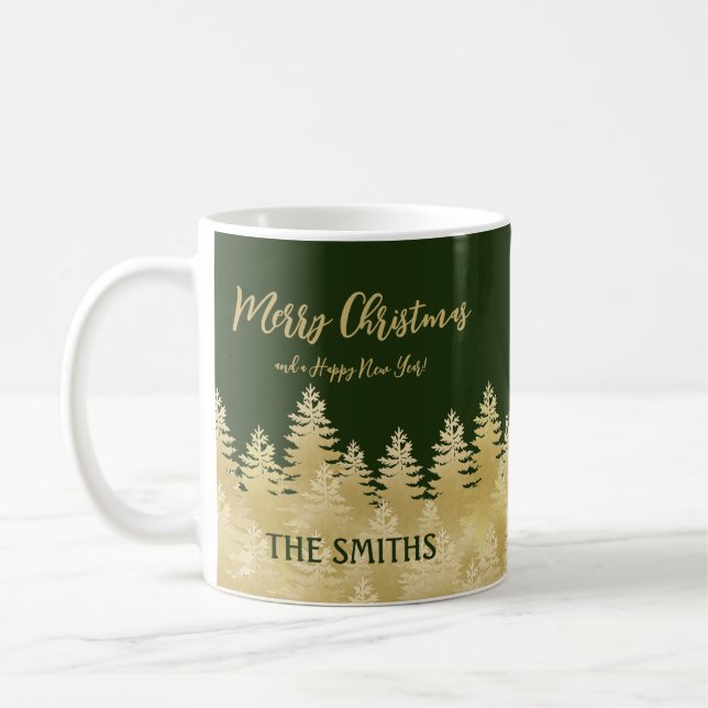 Anpassade julgranar av guld jul kaffemugg (Vänster)