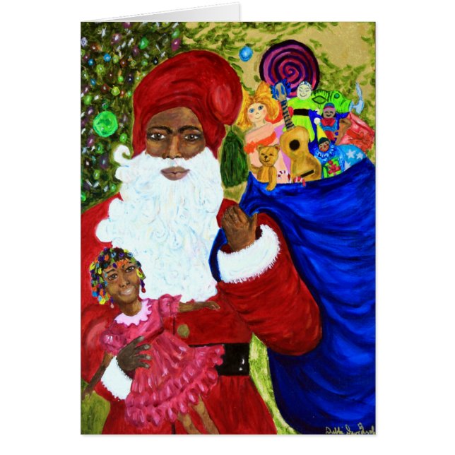 Anpassade julhälsningskort - Svart tomten Hälsningskort (Framsidan)