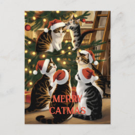 Anpassade Juli Cute Vintage Cats Vykort