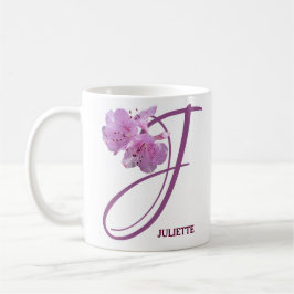 Anpassade Juliette namn söt rosa blommigt boho Kaffemugg