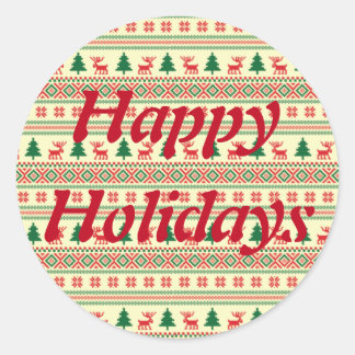 Anpassade julklapp för Sticka design Runt Klistermärke