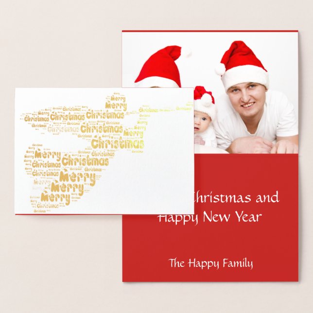 Anpassade Julkort - ängel - guldolja Folierat Kort (Display)