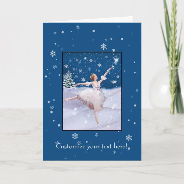 Anpassade julkort, Ballerina och Snö Helgkort (Framsida)