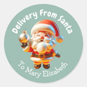 Anpassade julleverans från Santa Sticker Runt Klistermärke
