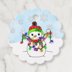 Anpassade julljus runt Snowman Gåvor Etiketter