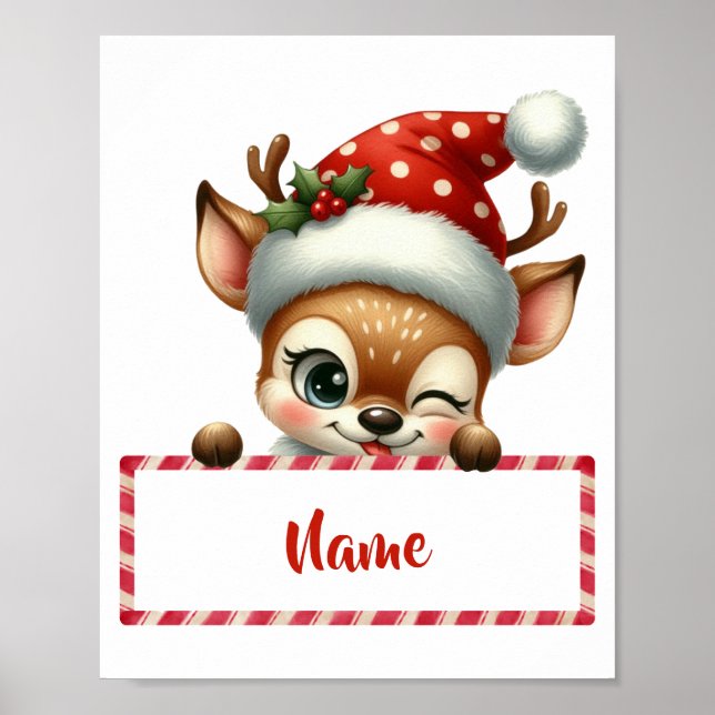 Anpassade Julrener och Candy cane Poster (Framsidan)