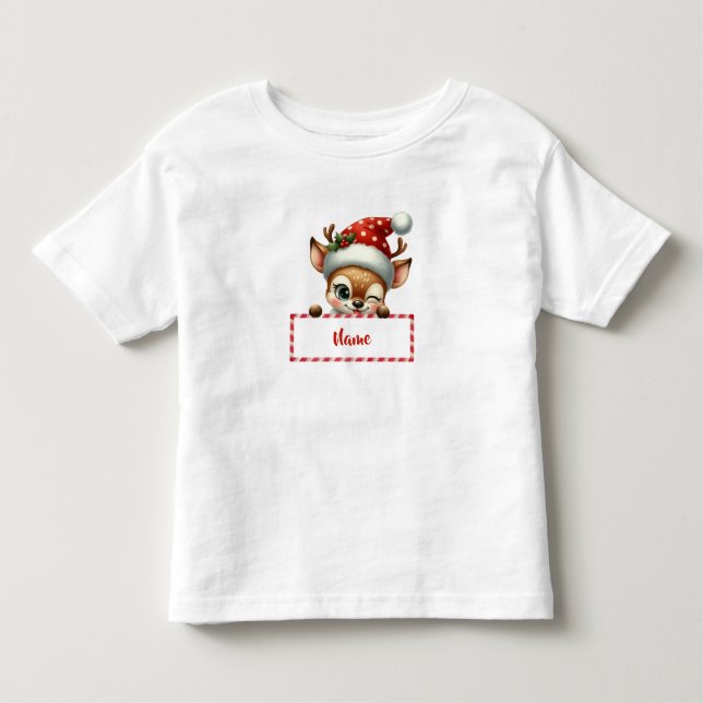 Anpassade Julrener och Candy cane T Shirt (Framsida)