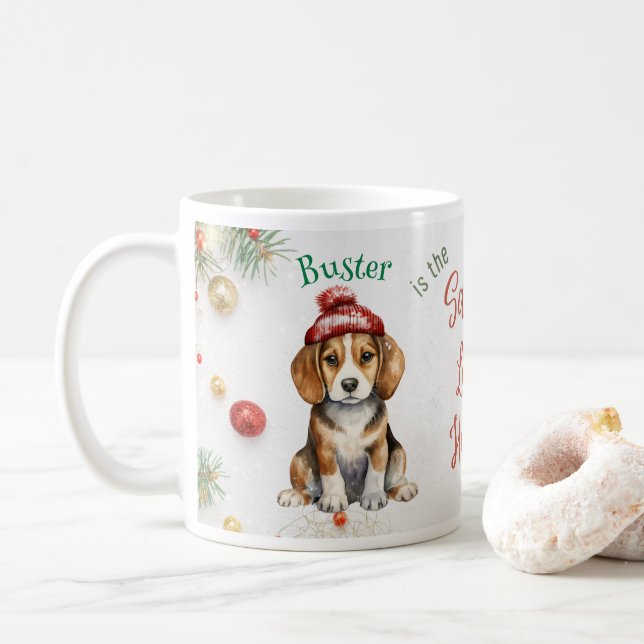 Anpassade jultomten Beagle Kaffemugg (Med munk)