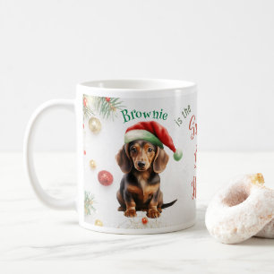 Anpassade jultomten Mini Dachshund Kaffemugg