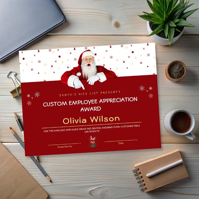 Anpassade jultomtepriser för anställda (Customized Red Santa Christmas Awards for Employee)