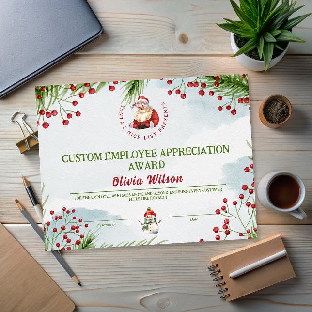 Anpassade jultomtepriser för anställda (Customized Santa Christmas Awards for Employee)