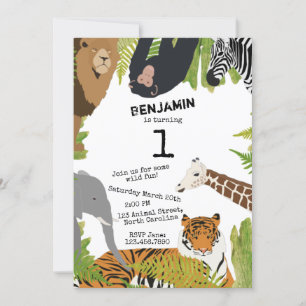Anpassade jungeldjur av typen Cute Jungle Animals Inbjudningar