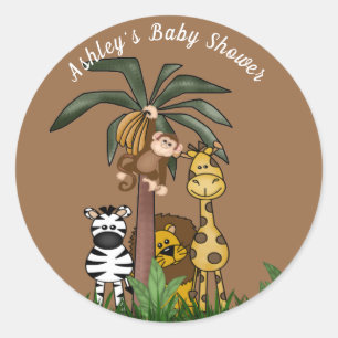 Anpassade Jungle Safari Stickers Runt Klistermärke