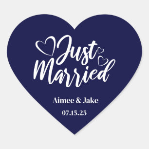 Anpassade Just Married Hjärtdekaler Hjärtformat Klistermärke