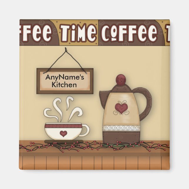 Anpassade Kaffe Kitchen Magnet (Framsidan)