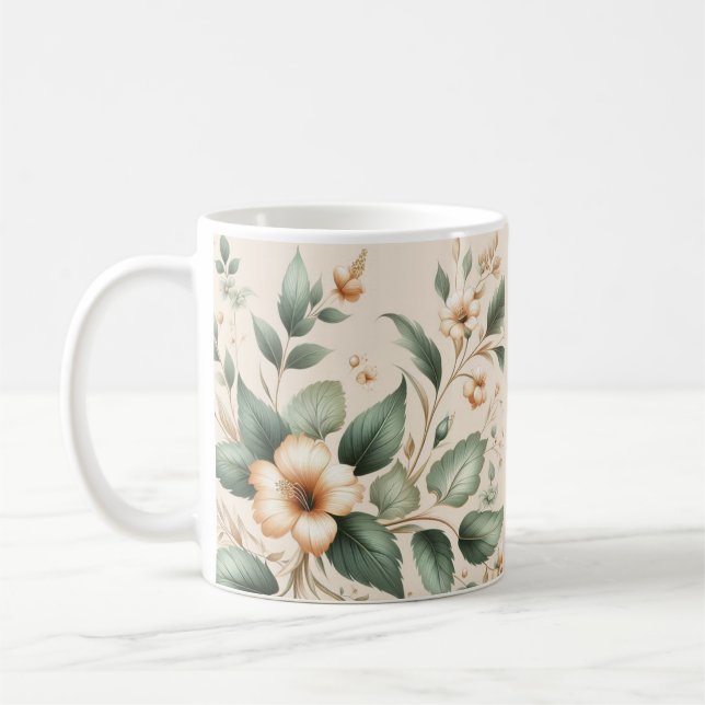 Anpassade Kaffe Kopp/Blommigt design/Gift Mugg (Vänster)