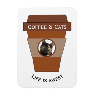 Anpassade Kaffe och katt - Livet är sötat Magnet