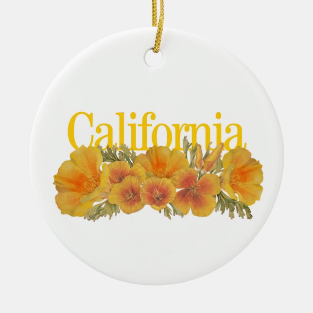 Anpassade Kalifornien Ornament med poppies (Framsidan)