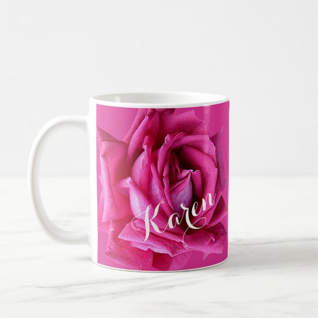 Anpassade Karen namn hett söt rosa ros söt Kaffemugg (Vänster)