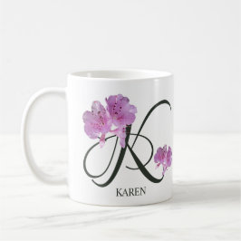 Anpassade Karen namn söt rosa blommigt Girl Kaffemugg