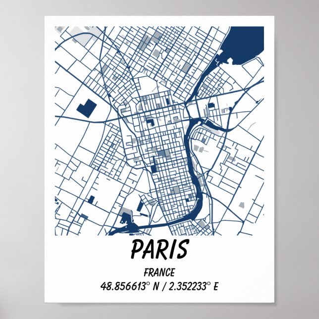 Anpassade kartor, Stadskartor Tryck, Anpassat Kart Poster (Framsidan)