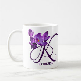 Anpassade Katherine namn lila blommor trendig Kaffemugg