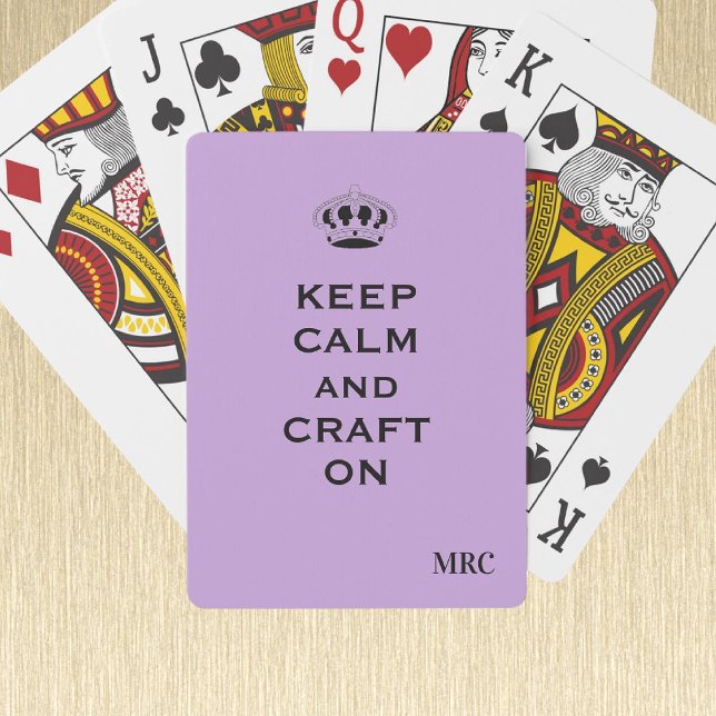 Anpassade Keep Calm Lavendel Monogram Spelkort (Skapare uppladdad)