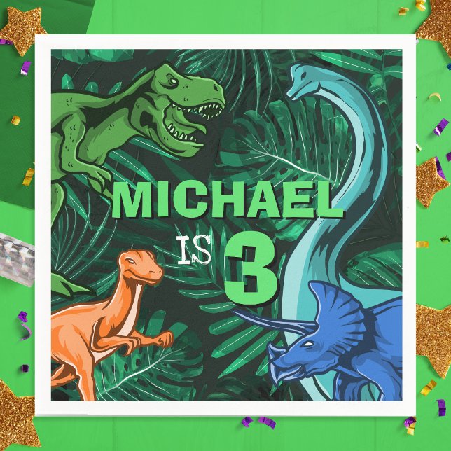 Anpassade Kids Jurassic Dino Dinosaur Birthday Pappersservett (Customizable Kids Jurassic Dino Dinosaur Birthday Napkins)