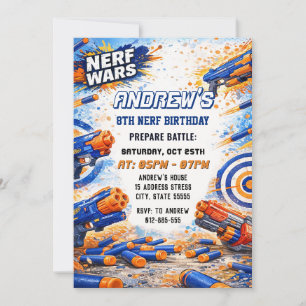 Anpassade Kids Nerf-pil-födelsedagsstrid Inbjudningar