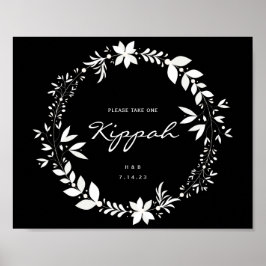 Anpassade Kippah Bröllop Sign, White & Black Po Poster