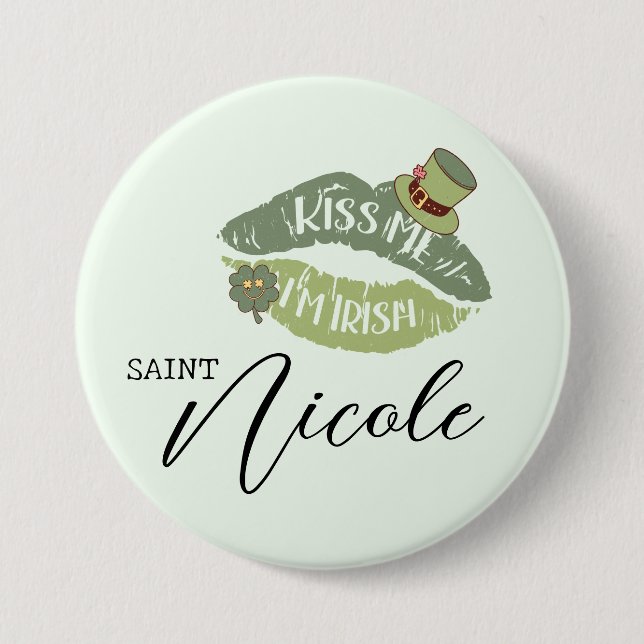 Anpassade Kiss Me I's Irish St. Patrick's Day Knapp (Framsida)
