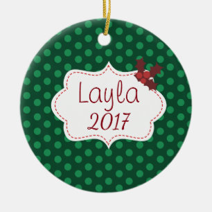 Anpassade klassisk jul med Namn och år Julgransprydnad Keramik