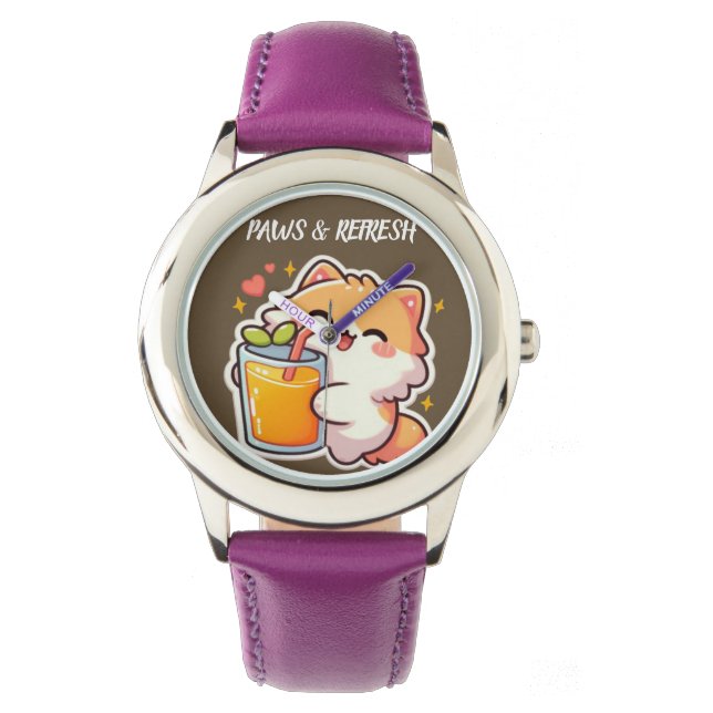 Anpassade klor och Uppfriskande Söt Kattdesign Armbandsur (Framsida)