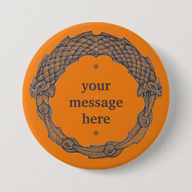 Anpassade-knapp OUROBOROS svart/gurkmeerisk Knapp (Framsida)