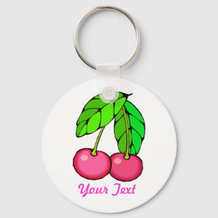 Anpassade körsbärsröda Keychain (VIT) Nyckelring