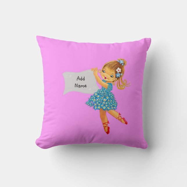 Anpassade-kudde, Ballerina Rosa Girly Kudde (Framsida)