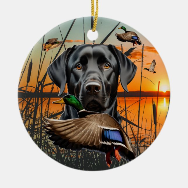 Anpassade Labrador Ornament, Flygande Anka Julgransprydnad Keramik (Framsidan)
